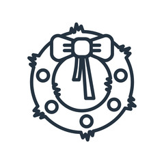 christmas wreath line web icon on white background