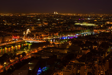 Fototapeta na wymiar aerial view of Paris, France, at night