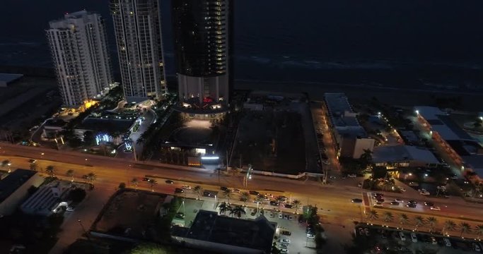 Aerial vide of Sunny Isles Beach at night 2016