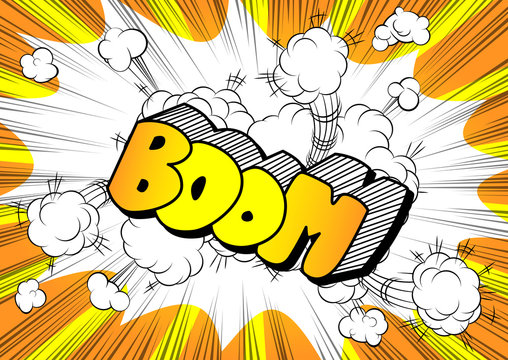 Vector illustrated comic book explosion with boom word.