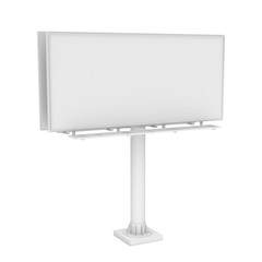 Rendering of one large white blank steel roadside billboard with no ads
