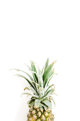 Pineapple on white background. Flat lay, top view