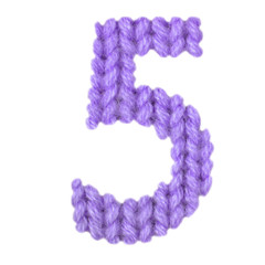 Number 5 (five) alphabet, color purple