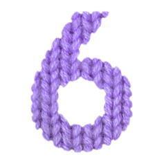 Number 6 (six) alphabet, color purple