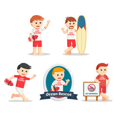 male lifeguard set illustration design