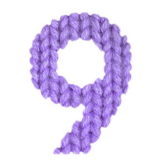 Fototapeta premium Number 9 (nine) alphabet, color purple