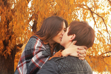 Fototapeta premium Beautiful young couple having date outdoors
