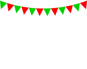 Fototapeta premium Decorative flags on greeting card template for a happy Christmas