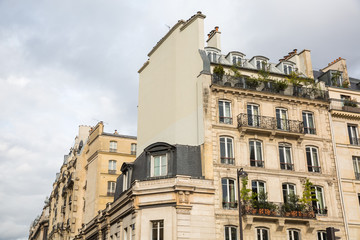 Fototapeta premium old buildings in Belleville, Paris, France