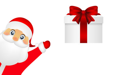 Santa Claus with a gift on  white background