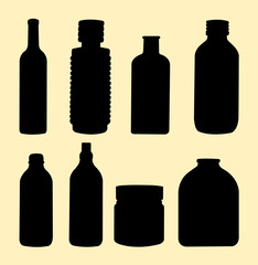 Old bottles silhouette. 