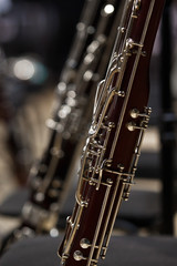 Fototapeta premium Detail of the bassoon closeup in dark colors