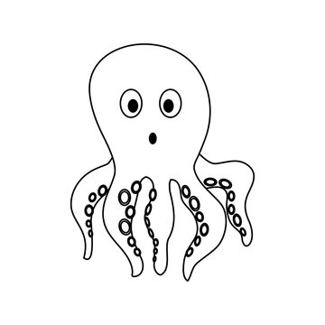 Sea octopus cartoon icon vector illustration graphic design