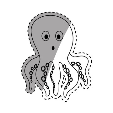 Sea octopus cartoon icon vector illustration graphic design
