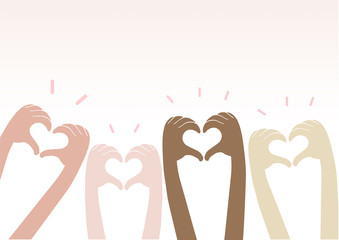Hands making heart sign up over, Valentine's day, vector illustration