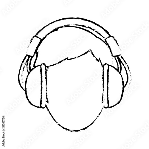 "Young person with headphones icon vector illustration graphic" Stock