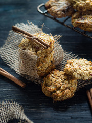 Oatmeal cookies with cinnamon folded in a beautiful dish