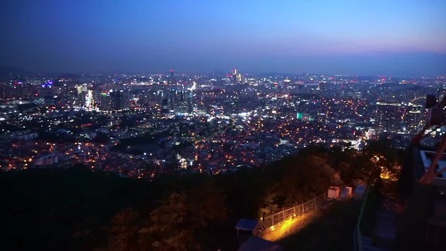 Beautiful night view of Seoul, Korea's capital city from Namsan mountain