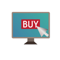 shopping on pc on white background.buy on pc sign.