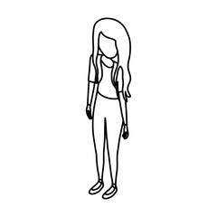 Young woman body complete icon vector illustration graphic design