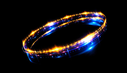 Glow effect. Ribbon glint. Abstract rotational border lines. Power energy. LED glare tape.
Luminous sci-fi. Shining neon lights cosmic abstract frame. Magic design round frame. Swirl trail effect.