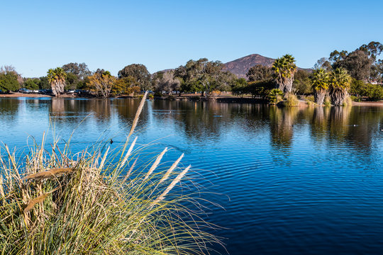 Lake Murray with Cowles mountain in San Diego, California.  