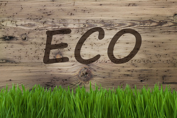 Aged Wooden Background, Gras, Text Eco