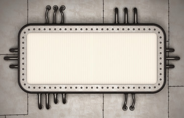 Steampunk signboard. Retro futuristic display