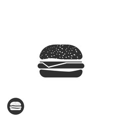 Hamburger icon vector isolated on white background, flat style burger pictogram symbol, black and white monochrome sign
