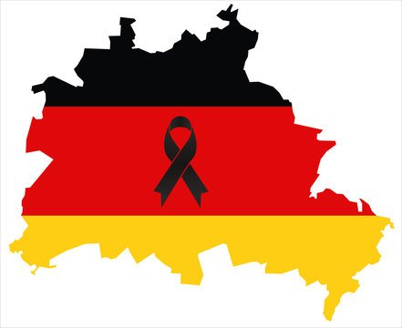 Berlin condolence map - black ribbon with german flag