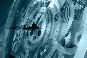 Rotating clock, close-up