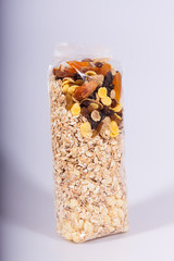 Muesli in a transparent package