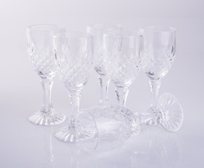 glass cup or empty glass cup on a background.