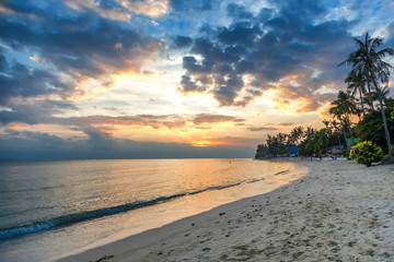 Nice sunset scene over sea, coloutful travel concept and tropica