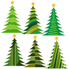 Set of Christmas trees. Isolated vector illustration for Merry Christmas and Happy New Year.
