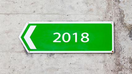 Fototapeta premium Green sign - New year - 2018