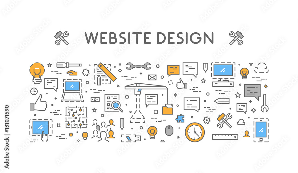 Poster vector line concept for website design