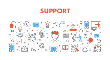 Vector line concept for support and helpdesk