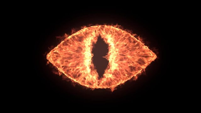The eye of Sauron, 4k high detailed simulation of fire devil eye inspired by Lord Of The Rings, with alpha.