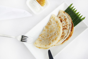 Top view of crepes in the plate