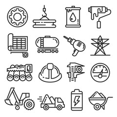 Vector icons lines set collection construction engineering