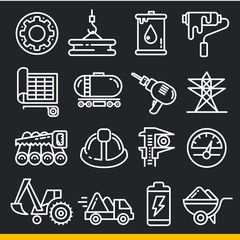 Vector icons lines set collection construction engineering