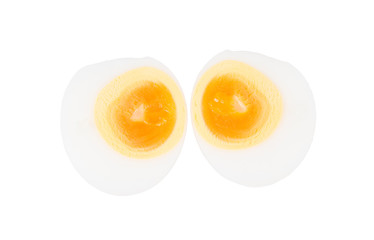 boiled egg on white