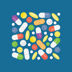 Heap of medical pills and tablets