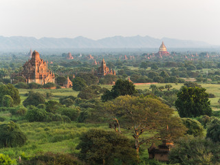 View over the temples of Bagan at sunrise