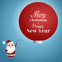 Fototapeta na wymiar Merry Christmas. Santa claus holding Christmas ball. Cartoon Vector Illustration.