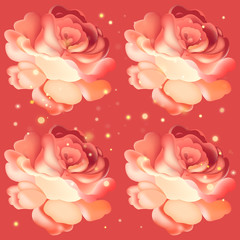 Seamless pattern with pink rose. Vector illustration.