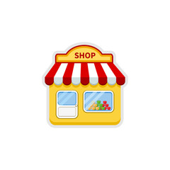 Store icon. Shop icon. Cartoon vector illustration isolated on white background.