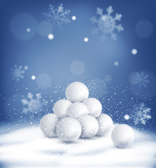 Fototapeta na wymiar vector Christmas background with a bunch of snowballs lying in t