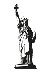 Статуя Свободы, Символы Америки, векторная иллюстрация.